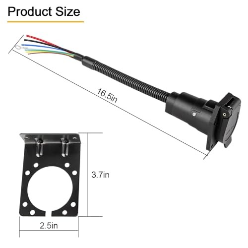 7 Way RV Trailer Light Connector Socket 7 Pin Wire Electrical Trailer Adapter