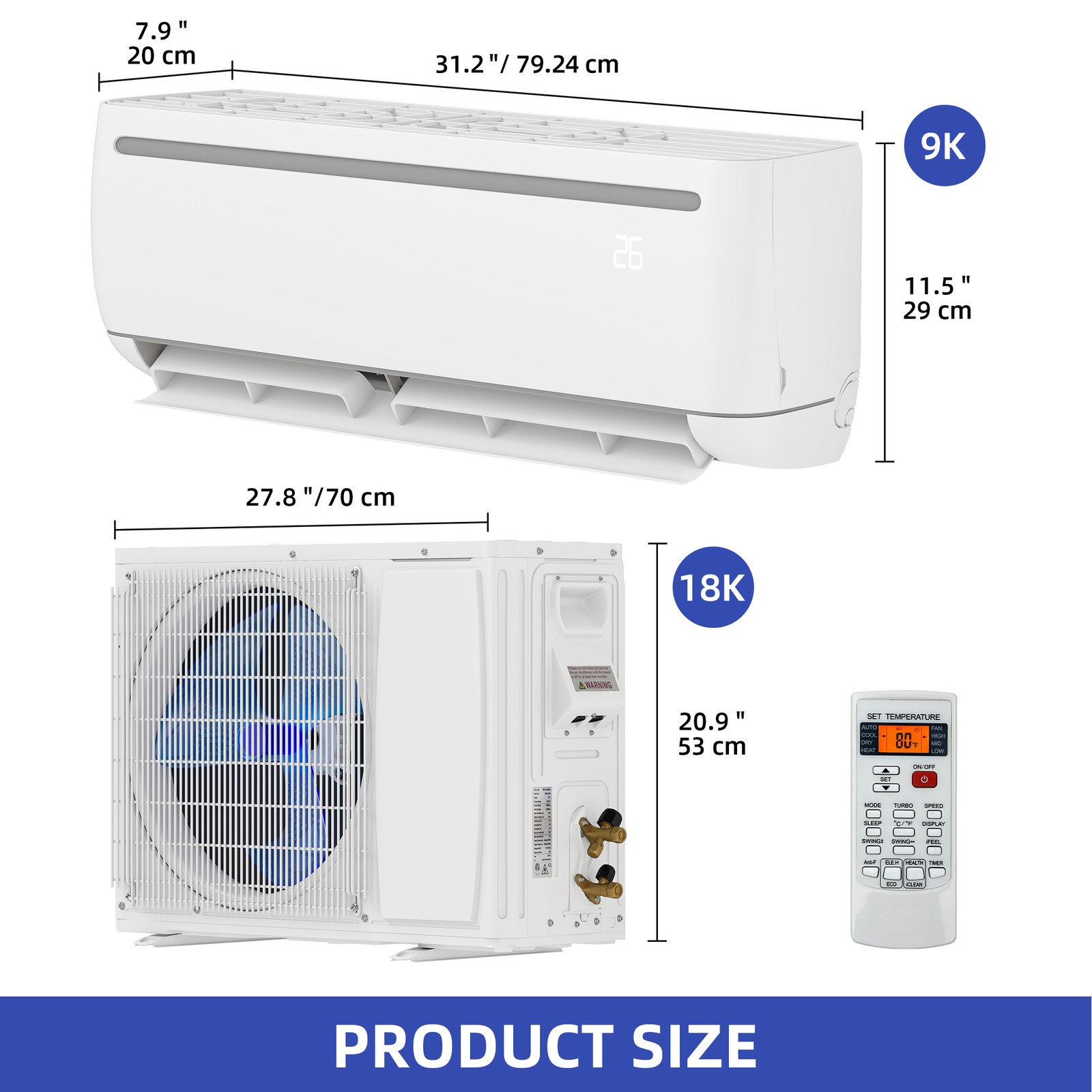 12000 BTU Mini Split Air Conditioner Energy-Efficient Heat Pump System 208/230V