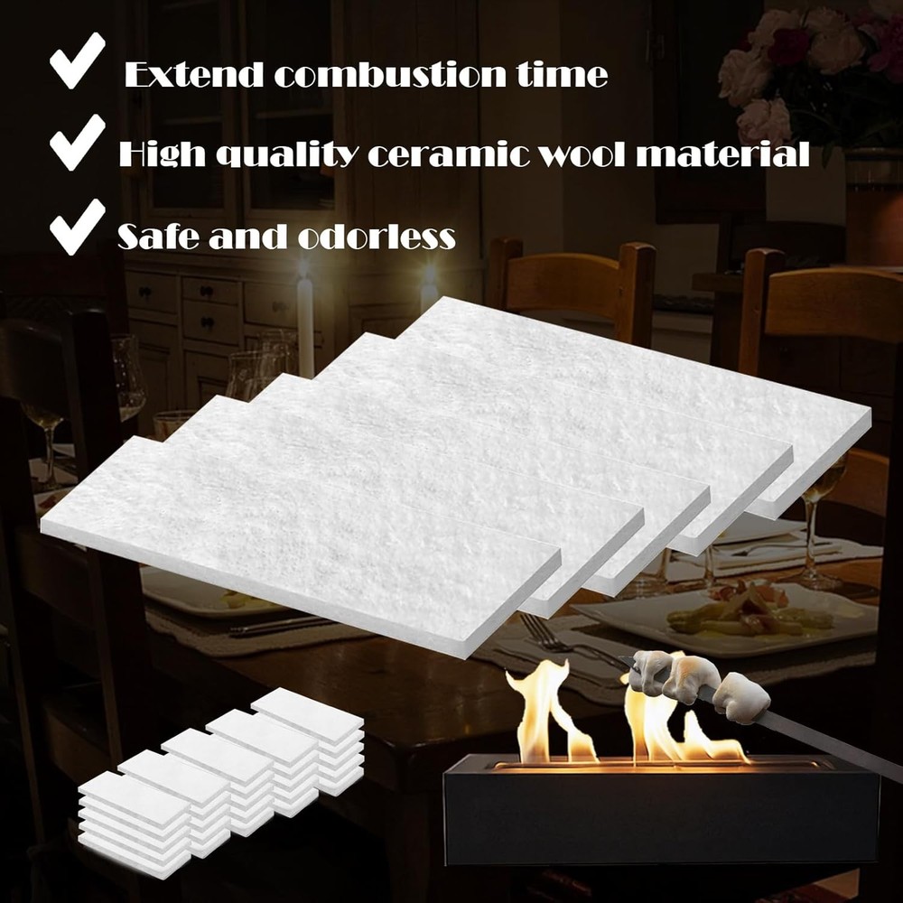 QPQ 30 Pcs Ceramic Wool Wick for Tabletop Fire Pit,Replacement Fireplace Inserts