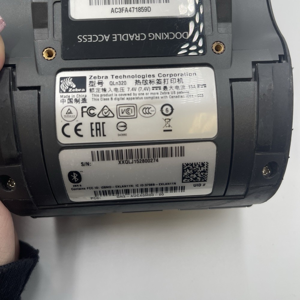 Zebra QLN320 Barcode Printer, WiFi, Bluetooth, Charger, And Battery