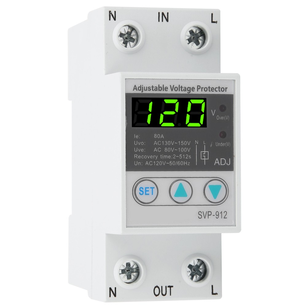 SVP‑912 120VAC Adjustable Automatic Reset Voltage Current Protector 40A/63A/80A