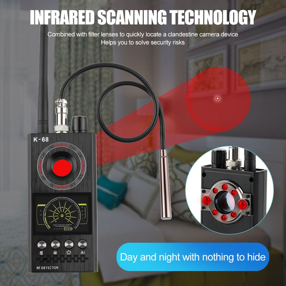 Anti-Spy Camera Wireless RF Detector GPS Tracker GSM Bug Finder Scanner Device