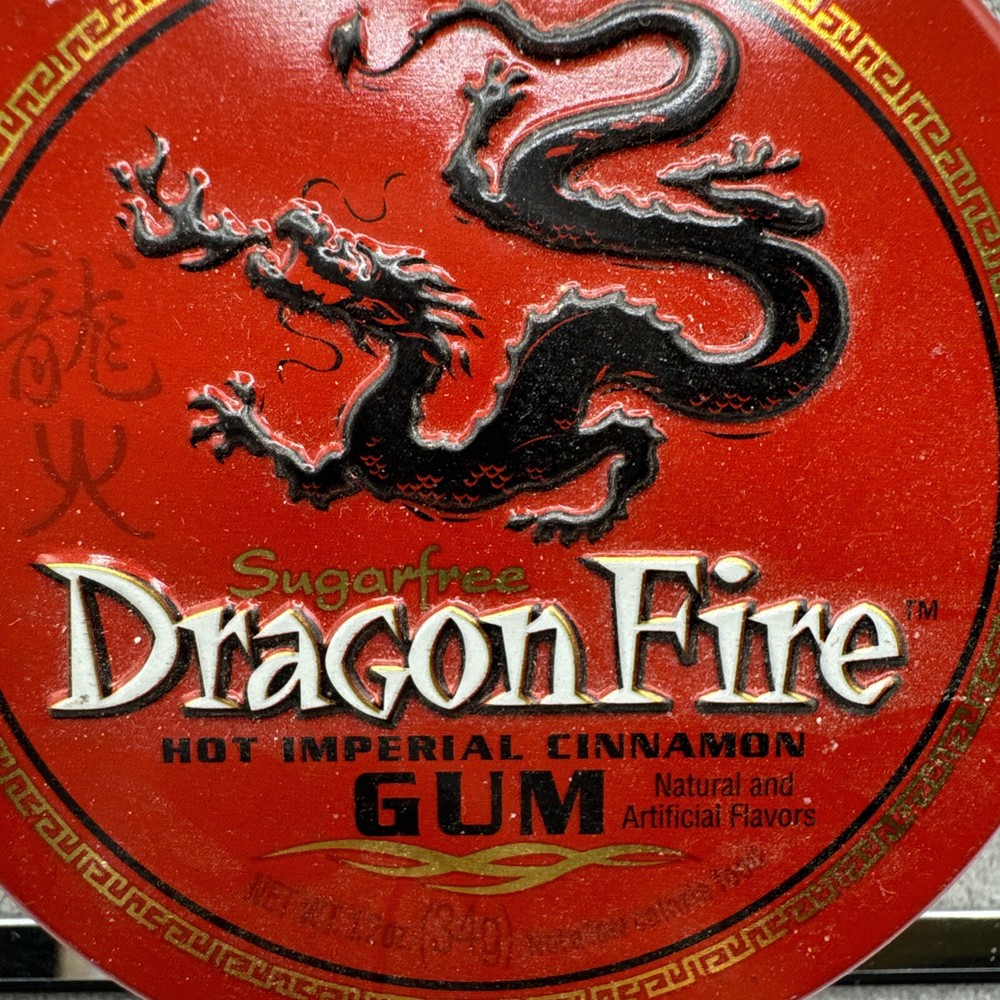 Vintage Dragon Fire Gum Empty Tin Embossed Lid