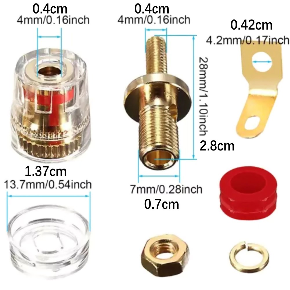 8x Amplifier Speaker Terminal Binding Post Banana Plug Gold Plated Socket 4mm
