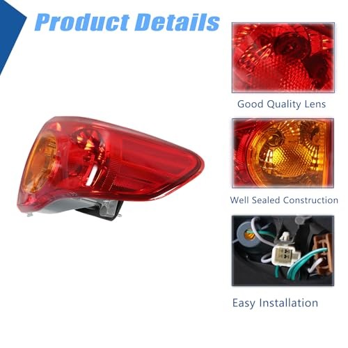 Passenger Side Outer Rear Brake Tail Light Assembly Replacement for Right Side