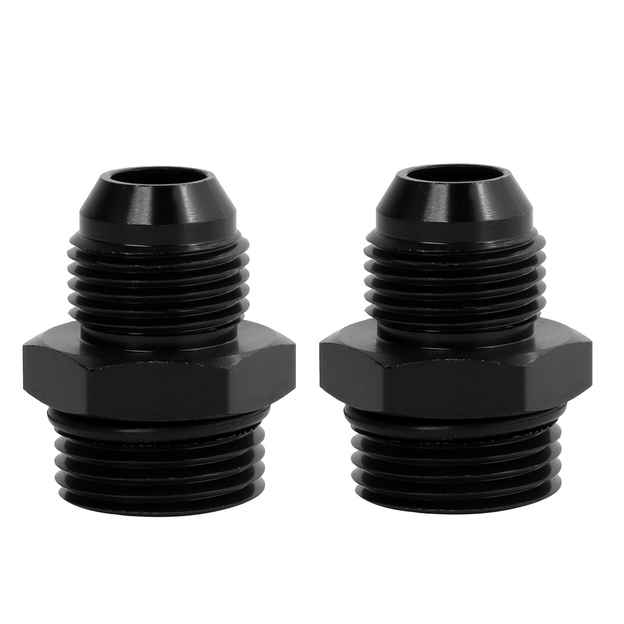 LokoCar 8AN Flare to 10AN ORB Male Fuel Rail Adapter Fitting Black 2Pcs