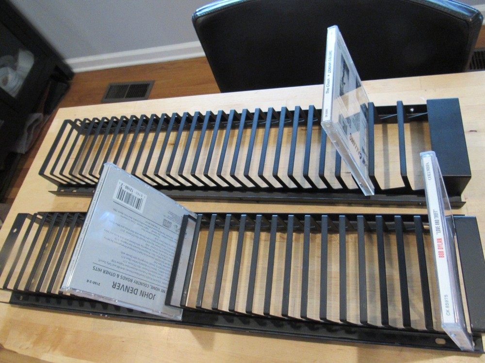 2 CD Storage Racks Black Metal Wall Mount/ Each hold 30