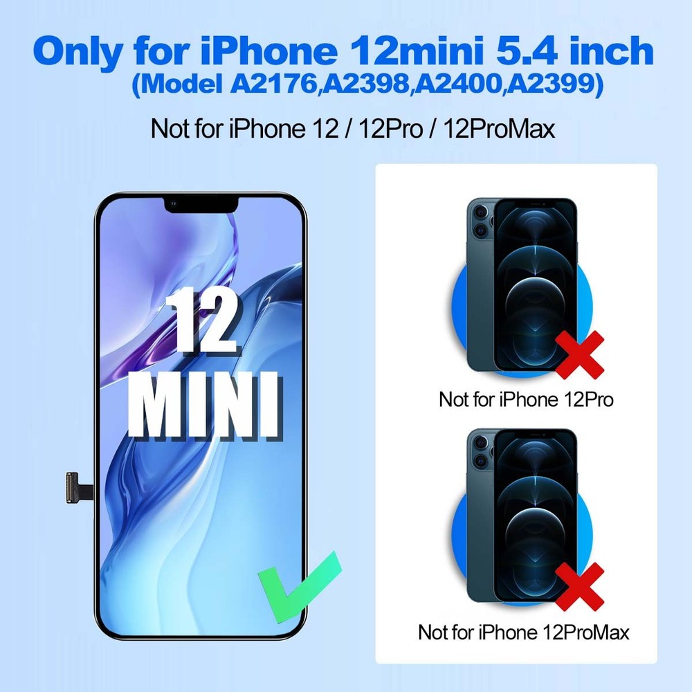 For iPhone 12 Mini Screen Replacement LCD Digitizer +Tools Kit+Screen Protector