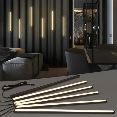 Black LED Recessed Lighting Kit - 6 PCS 16-16-Inch - Warm White 3000K - 6 Pack