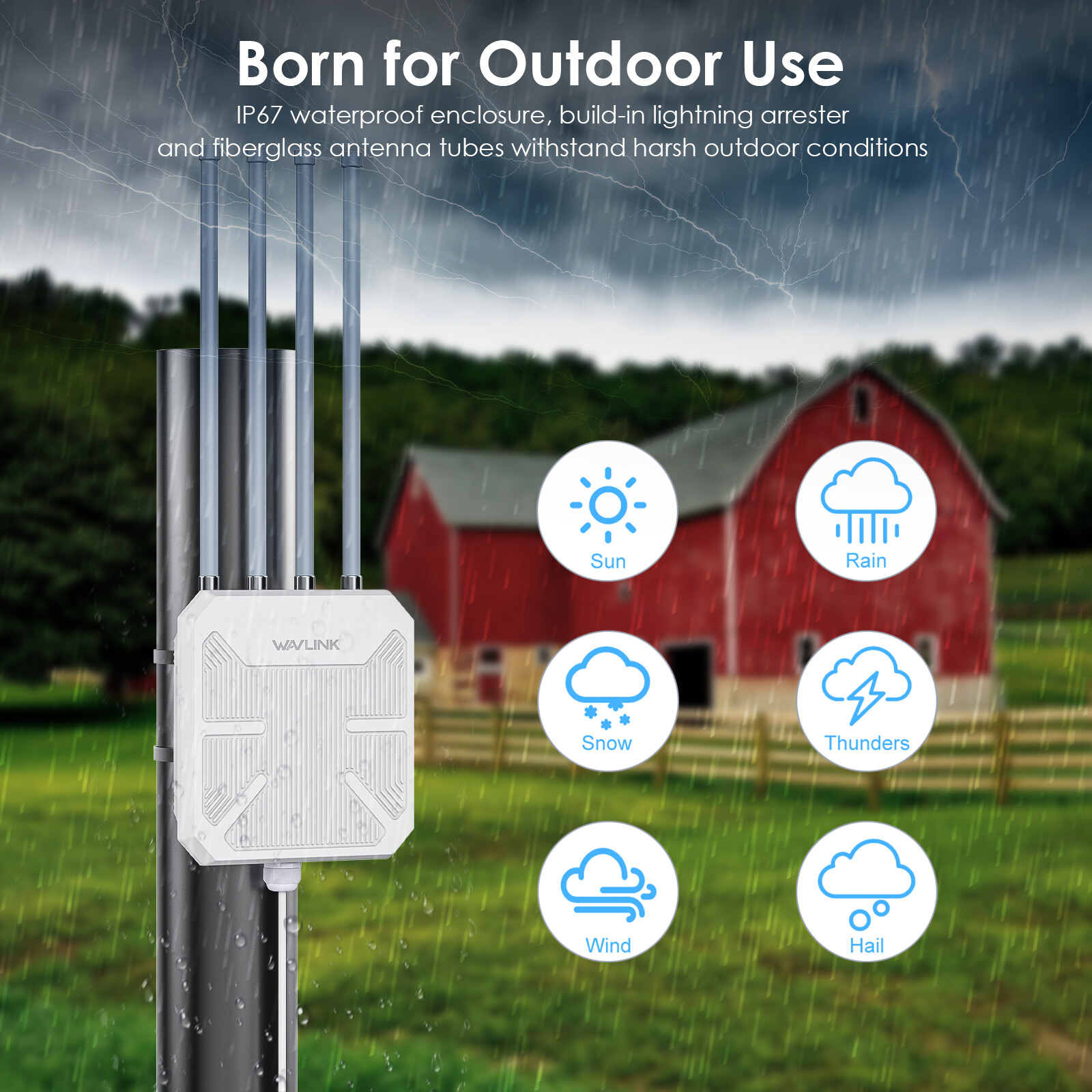 AX1800 Outdoor WiFi 6 Extender Long Range Wireless Router Repeater for Yard Park