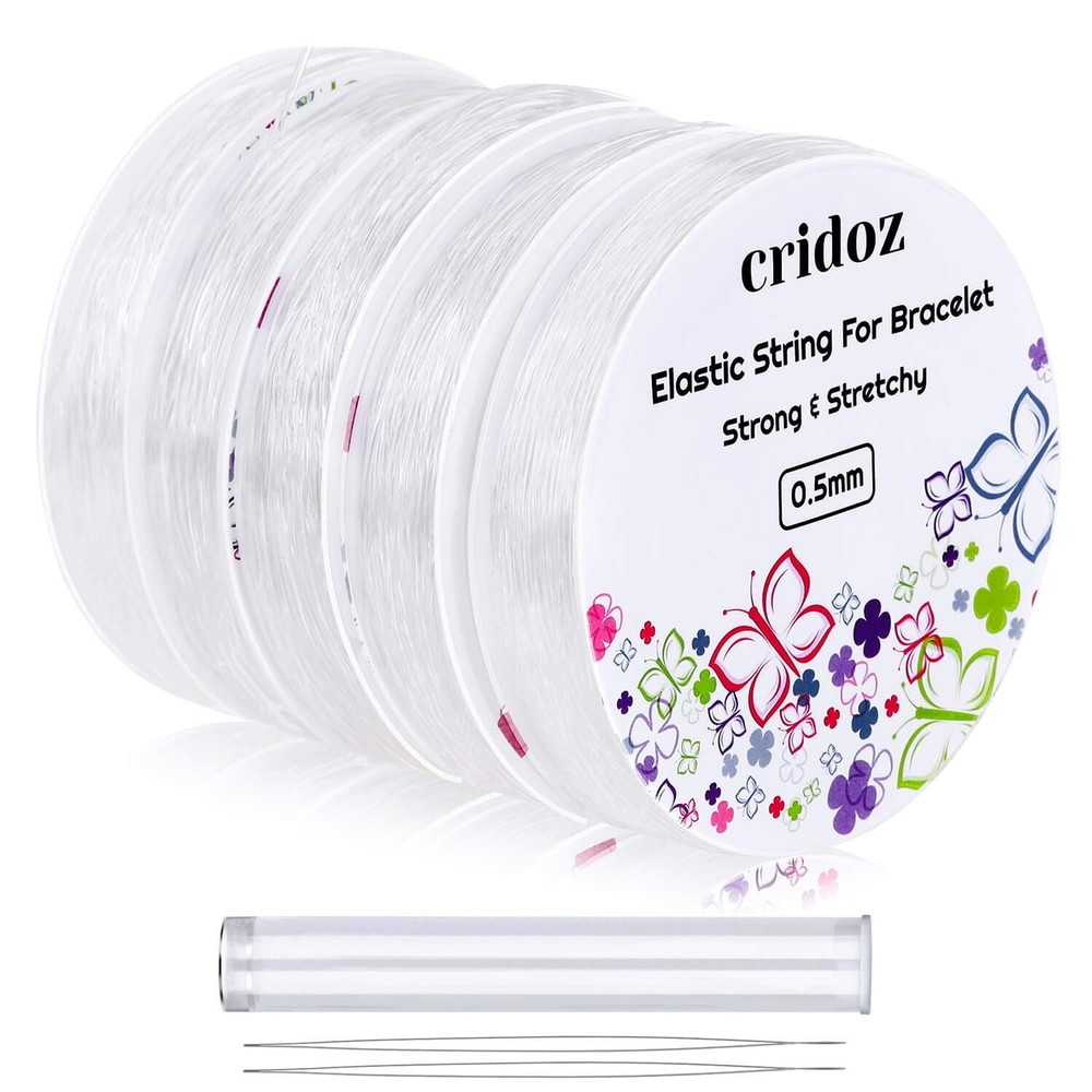 Stretchy String for Bracelets, Cridoz 5 Rolls Clear Elastic