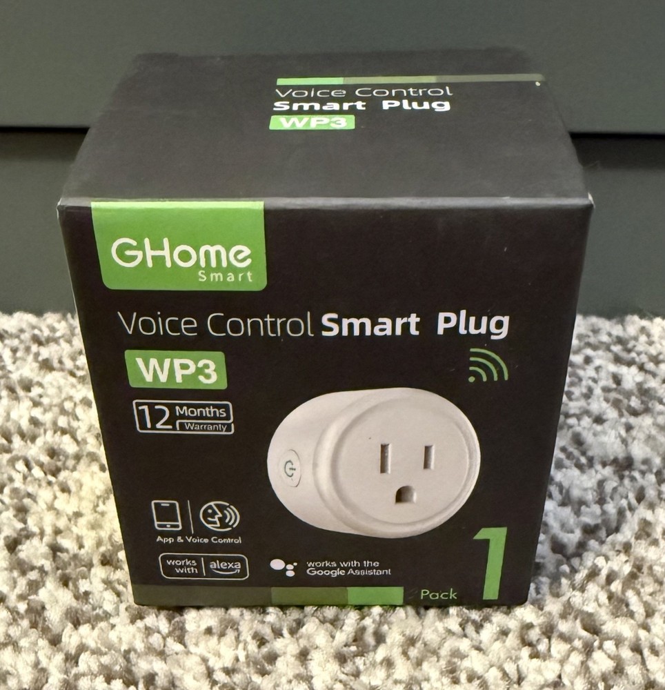 Smart Plug By GHOME. Voice Control Smart Plug Wp3 Single Pack