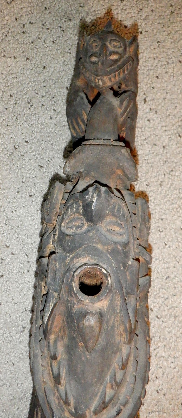 Moramba Village Papua New Guinea Wooden Crocodile Flute, 26" tall