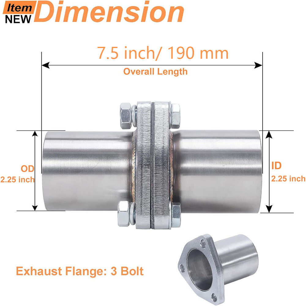 3 BOLTS 2.25" OD Universal Quick Fix Exhaust Triangle Flange Repair Pipe Kit