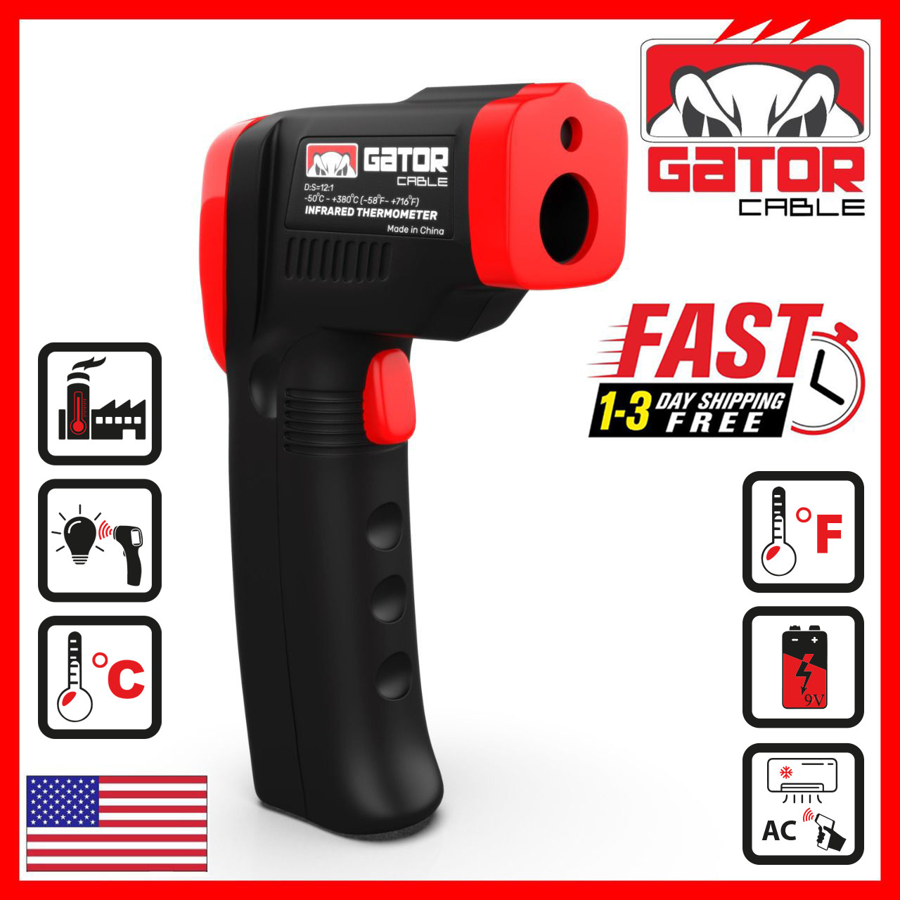 Infrared Laser Thermometer Gun No-Contact Digital Temperature Measurement Tester