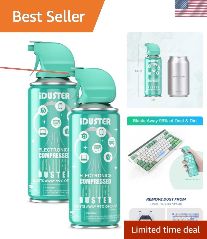 Compressed Canned Air Duster for Computer - Disposable Electronic Keyboard Cl...
