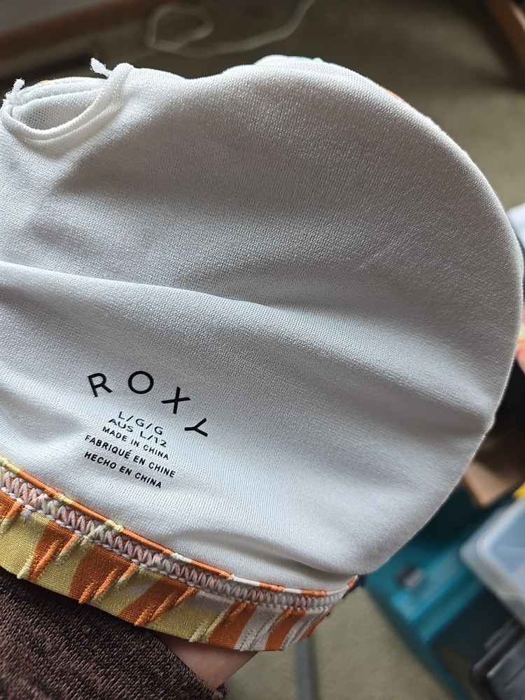 Roxy String Bikini Swim Bathing Suit Triangle Top Tie Large Juniors