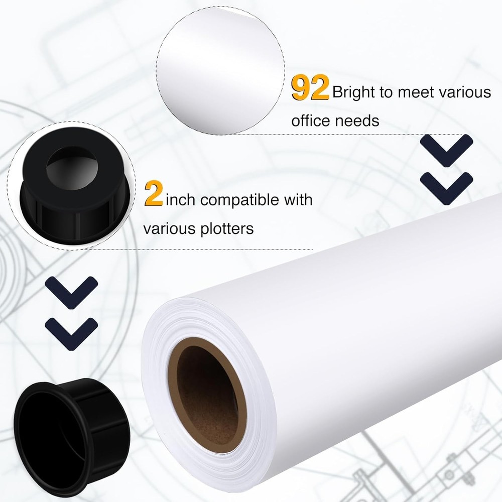 36"x150' Plotter Paper 4 Rolls 20lb Smudge Resistant for CAD Engineering