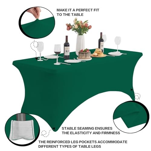 2 Pcs 6FT Table Cloth for Rectangle Table - Tablecloth 70" x 30"-2 pack Green