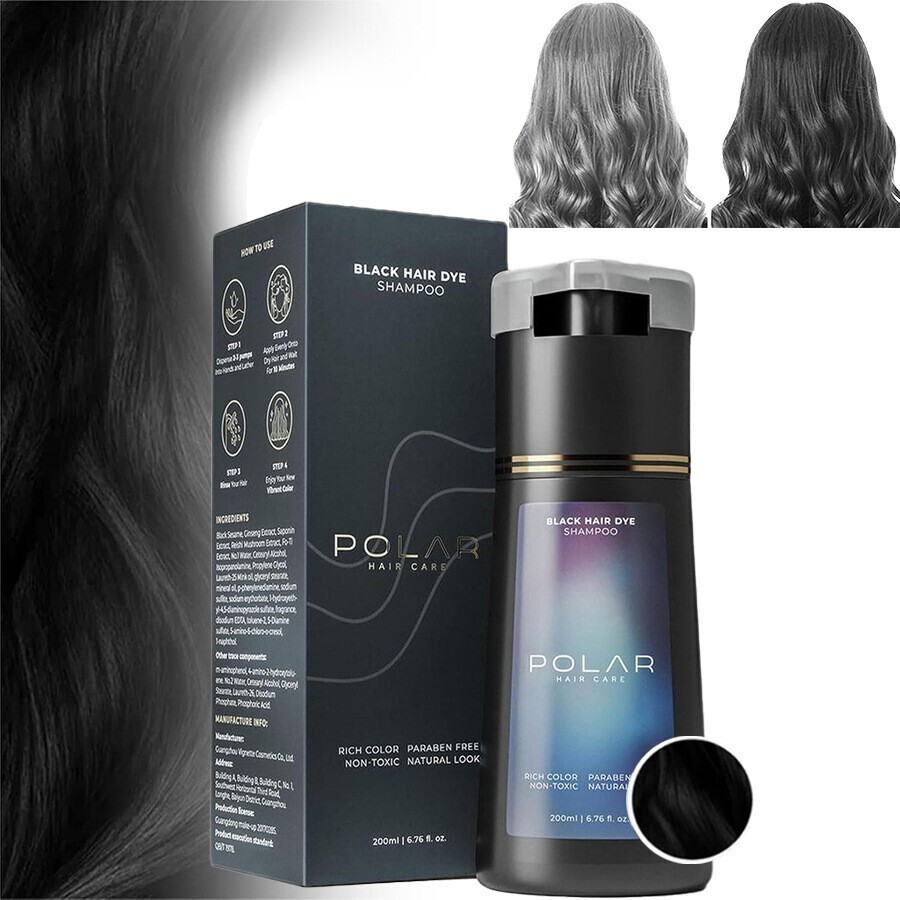 200ml Polar Hair Dye Shampoo for Women Men *Black* *Dark Brown* *Light Brown*