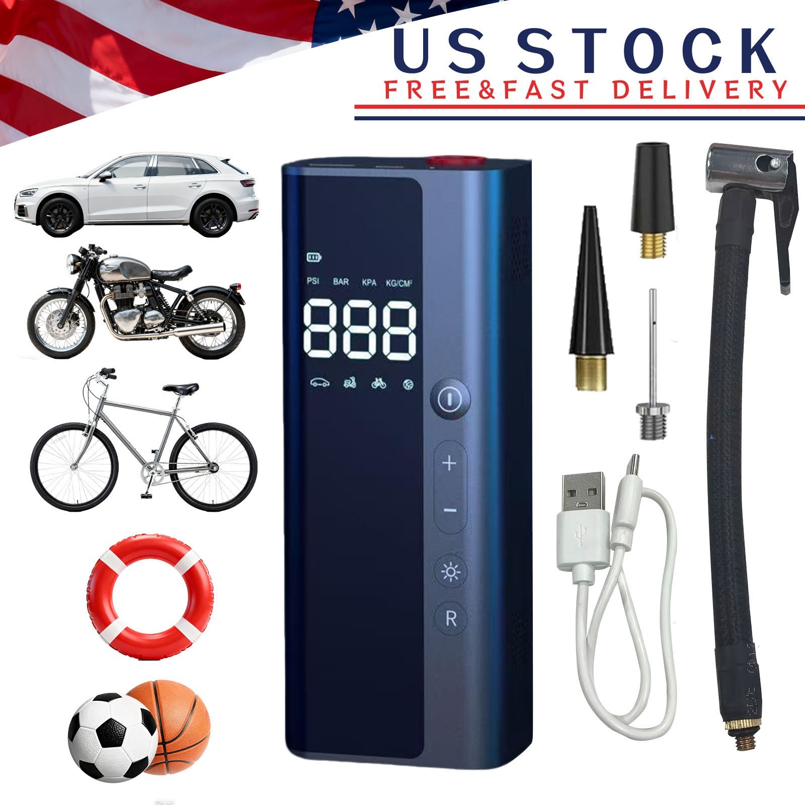 Upgrade Auto Tyre Inflator Air Pump Car Compressor Electric Portable Power Bank