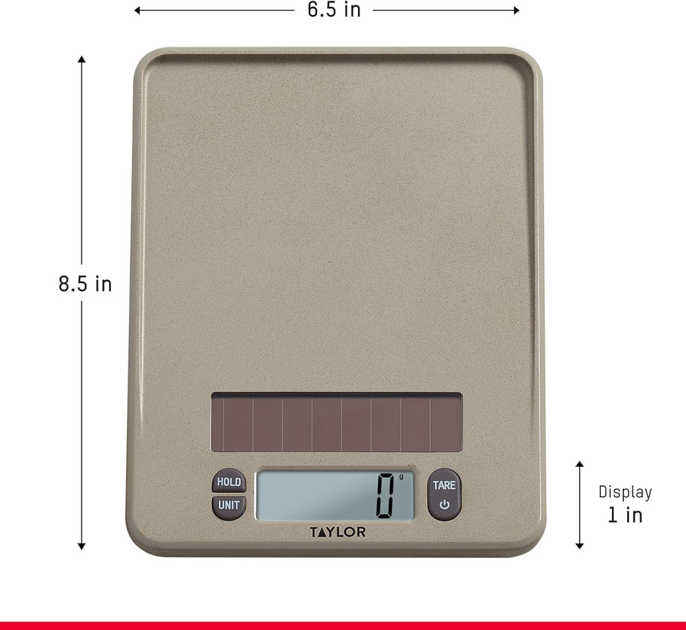 Light Powered Digital Kitchen Scale, Coffee Husk Blend Material, Solar Panel wit