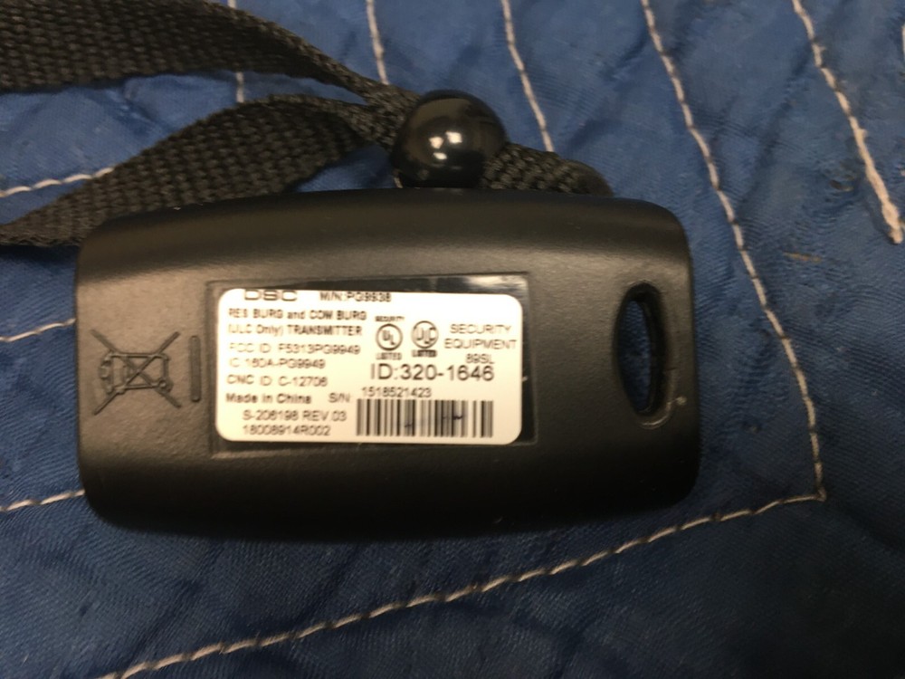 DSC PG9938 Wireless Security Panic Keyfob Transmitter with Lanyard only