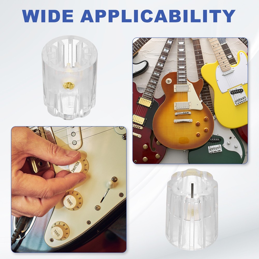 10pcs Clear Guitar Effect Pedal Knob, 5/8" Plastic Electric Guitar Knobs