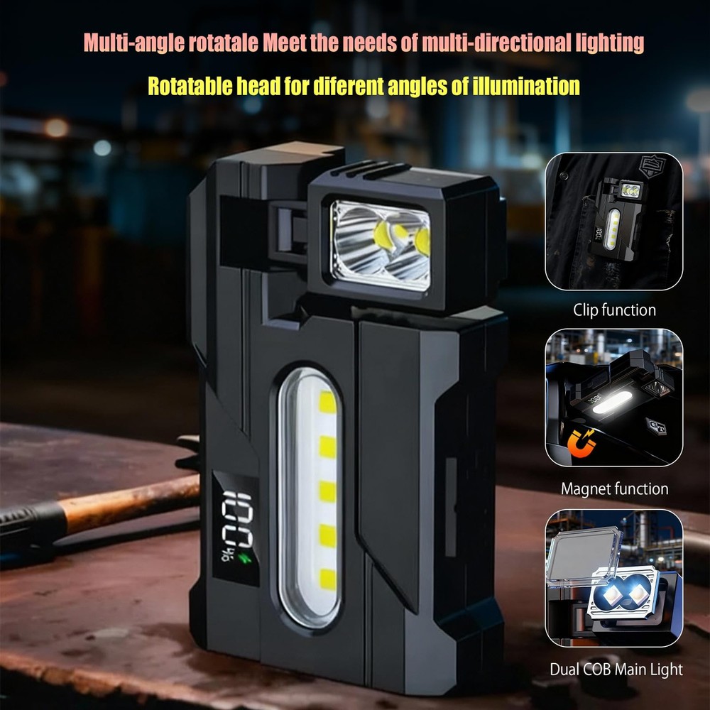 EDC Flashlight Rechargeable, 270°Rotation Magnetic Keychain Flashlight,400 Lum