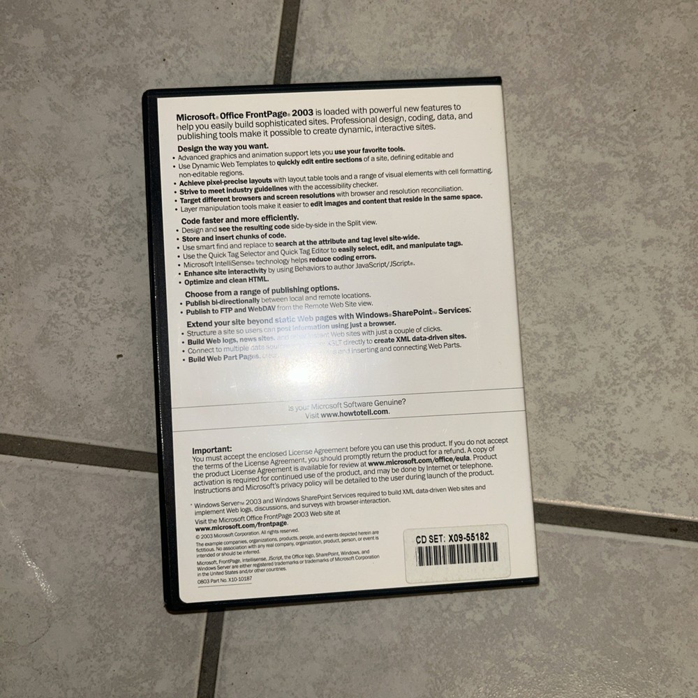 Microsoft Office FrontPage 2003 for Windows w/ PRODUCT KEY