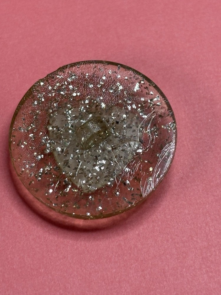 Vintage Large Glitter Lucite Button, 34mm