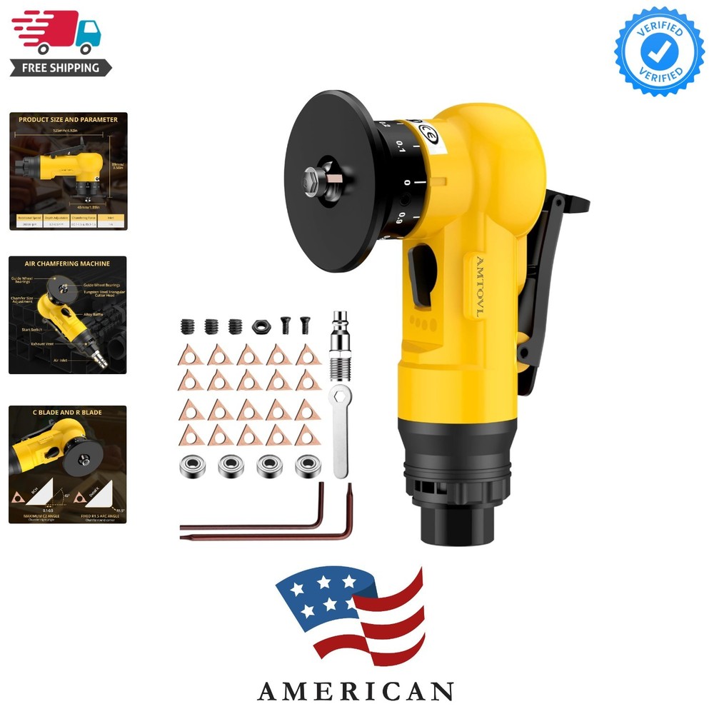 Pneumatic Chamfering Tool - Mini Air Chamfer Tool with 10 C-Angle & 10 R-Angl...