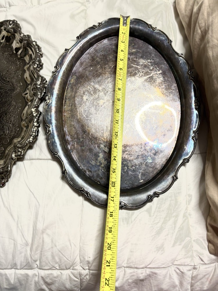 Two Silver Plated Large/medium Serving Trays