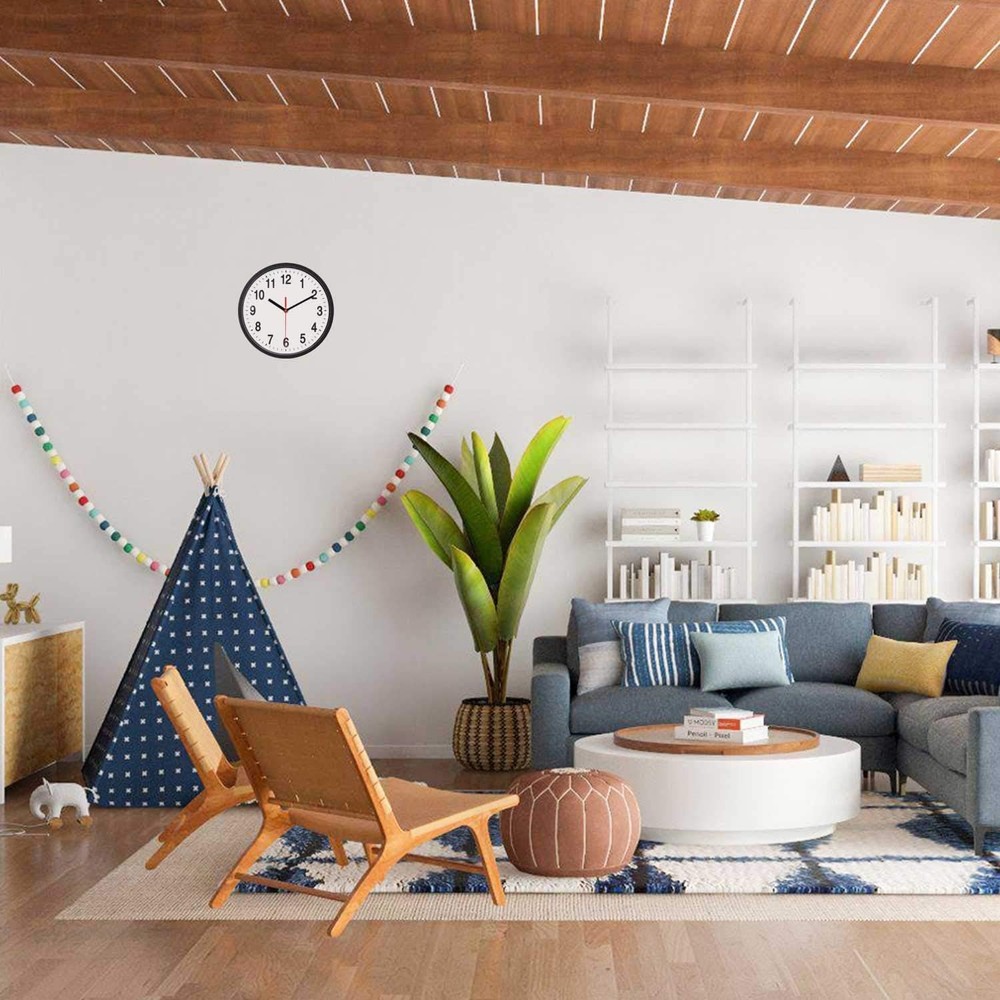 Mainstays Basic Indoor 8.78" Black Analog Round Modern Wall Clock (2 Pack)