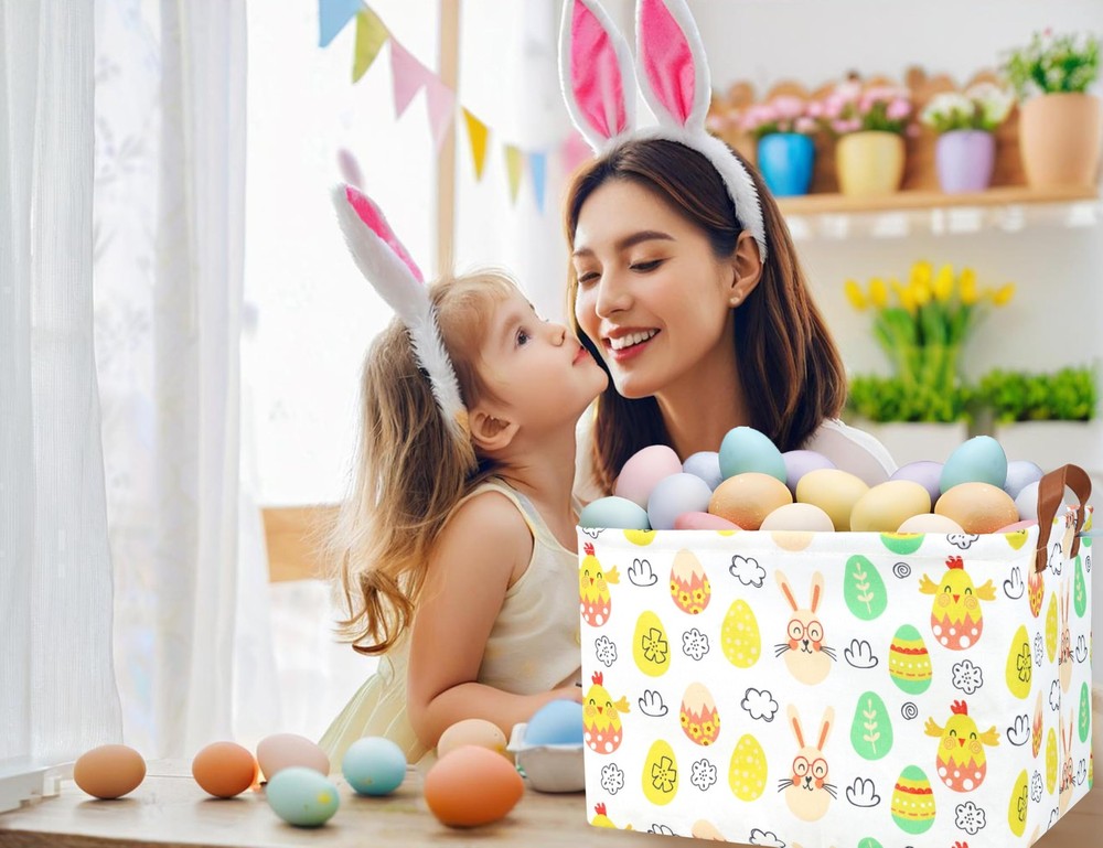 BOOHIT Rectangle Empty Easter Baskets Boy Large Toy Storage Bin Girls collaps...
