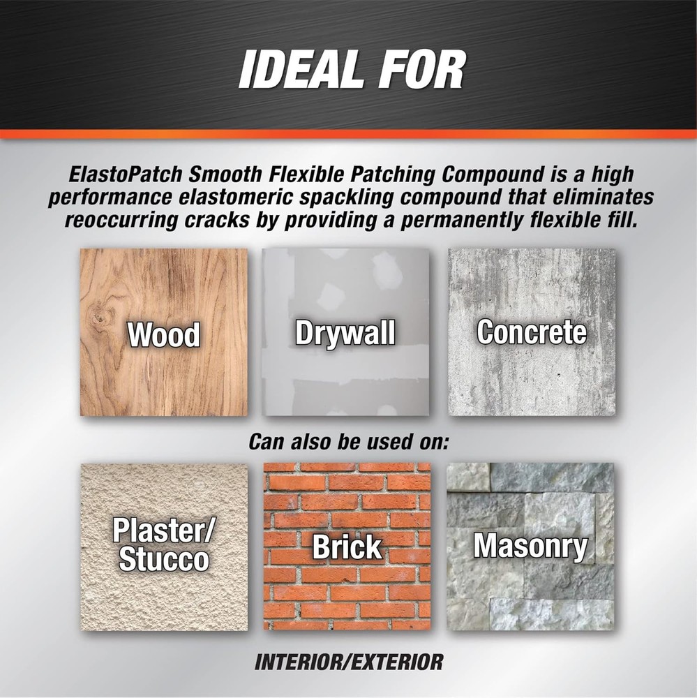 1 qt Dap 12278 ElastoPatch White Pro-Grade Elastomeric Patching Quart,