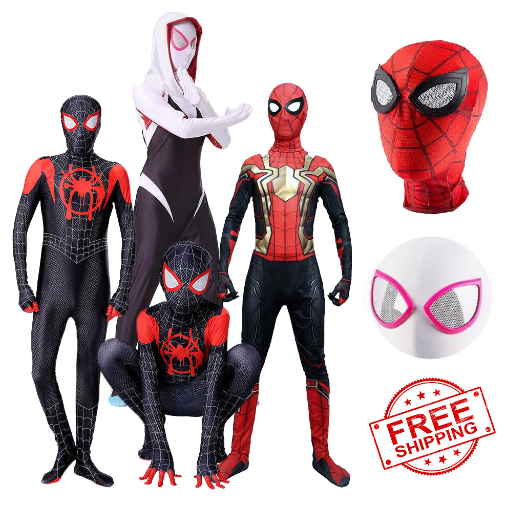 Spider-Man Costume Miles Gwen Halloween Jumpsuit Cosplay Bodysuit size 150-190