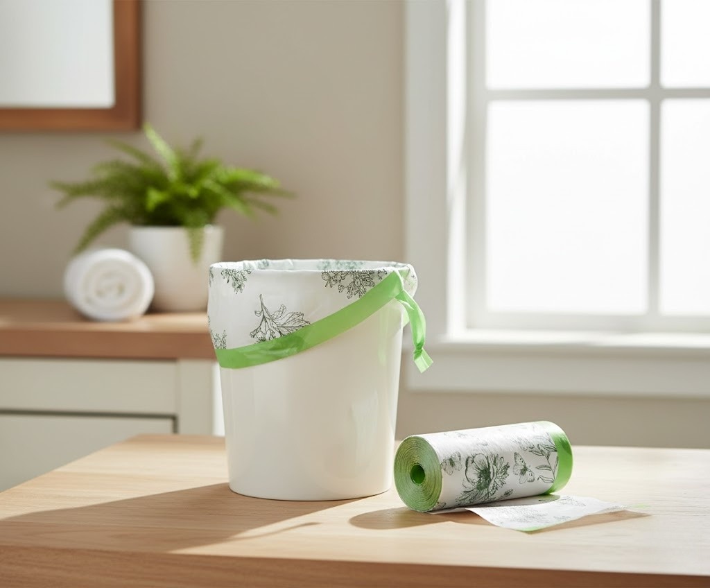 60Pcs Drawstring Trash Bags Small 4 Gallon Bin Liners Bathroom Kitchen Scented