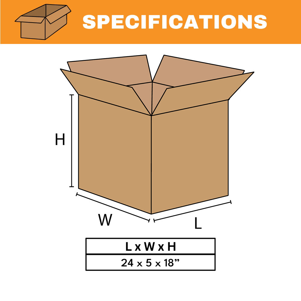 24 x 5 x 18" Side Loading Boxes, Brown 25/Bundle ECT-44