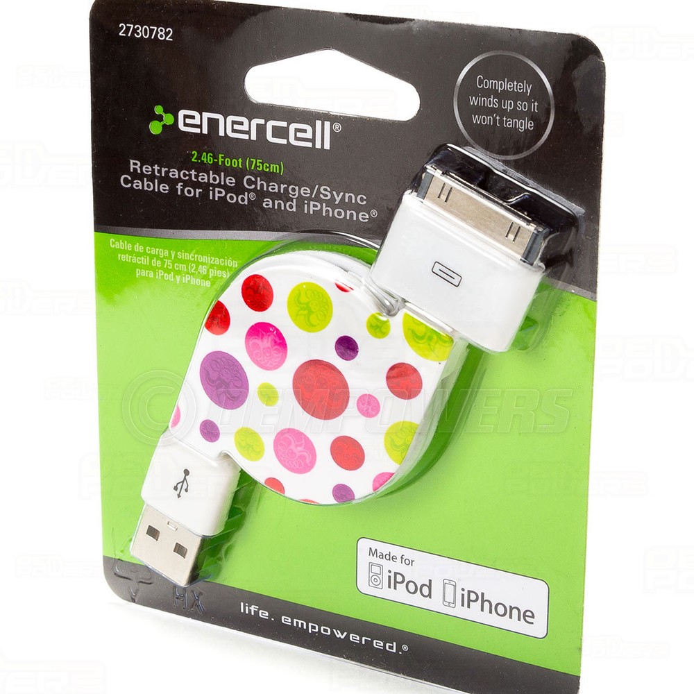 NEW Retractable USB Sync/Charge Data Cable Apple iPhone iPod Touch Nano 30-Pin