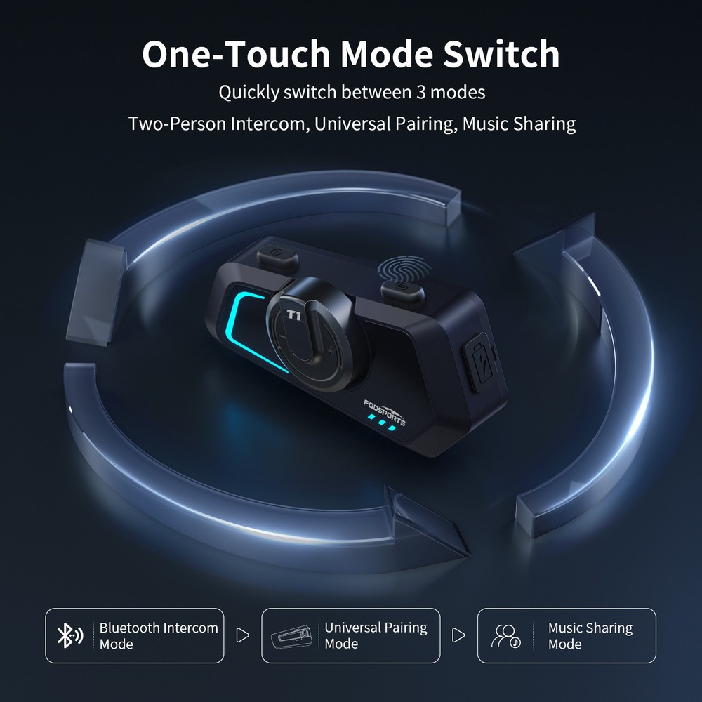 2X 1000M T1 Bluetooth Intercom Motorcycle Headset Helmet Intercom 2 Rider FM