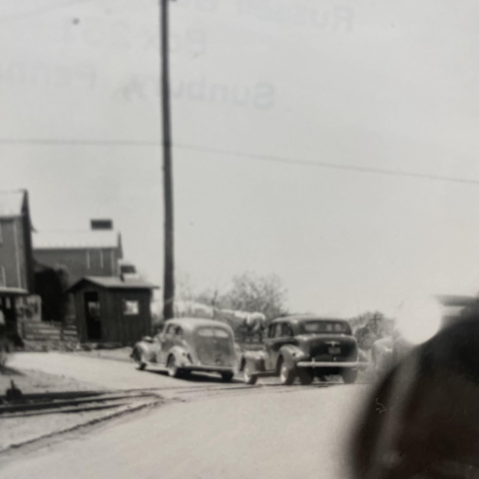 Vintage Railroad Crossing Cars Lackawanna Reading Photo 4x5 B&W Gelatin Original