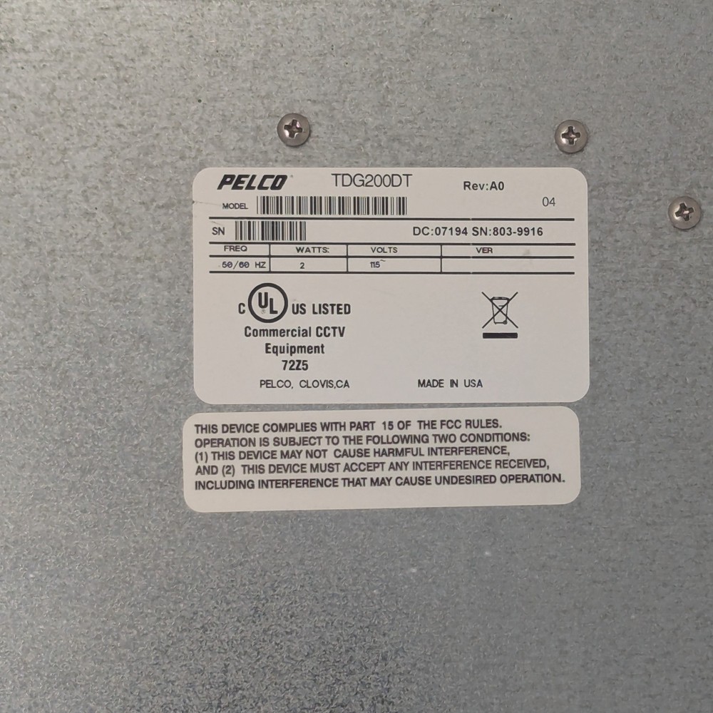 Pelco TDG200DT - Time/Date Generator - UNTESTED