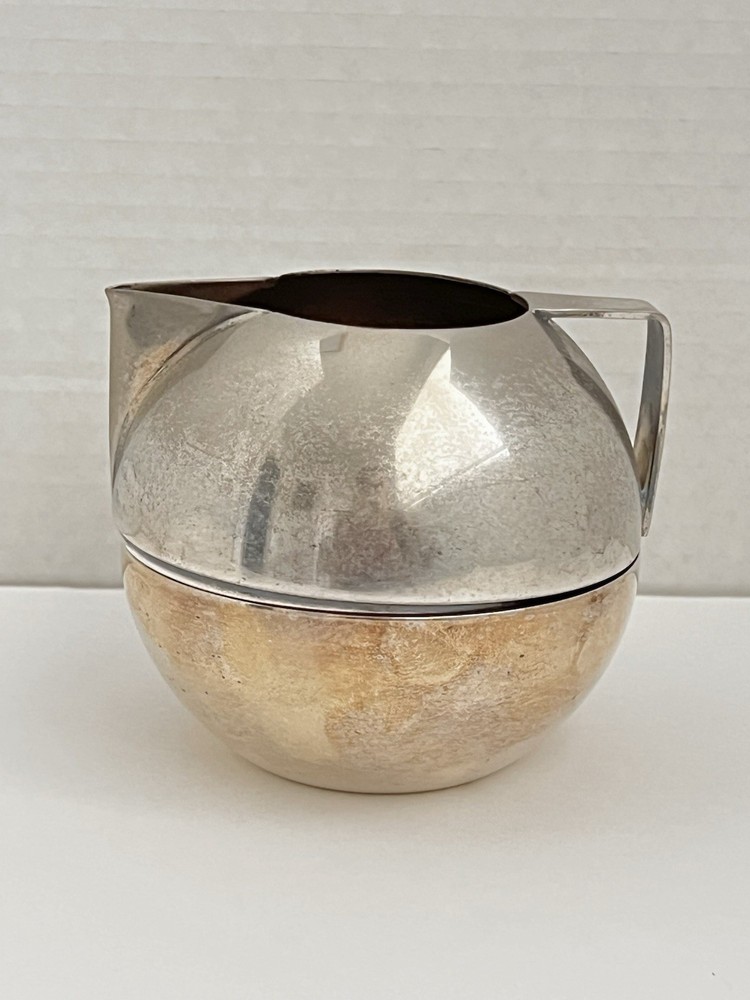 Vtg Art Deco Napier Duplex Sphere Stackable Silver Plated Creamer And Sugar Set