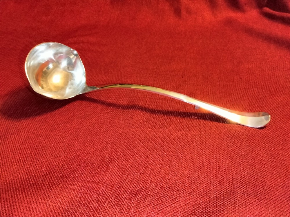Silverplate punch drink serving ladle, 13" & holds 3/4 cup, made Italy good cond