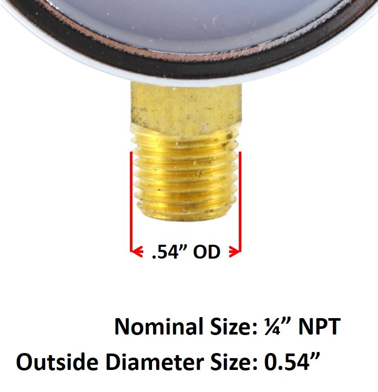 Low and High Pressure Gauges for Acetylene Regulator - 2 inches 1/4"NPT (PAIR)