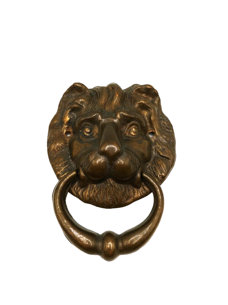 Vtg. Brass Lion Door Knocker