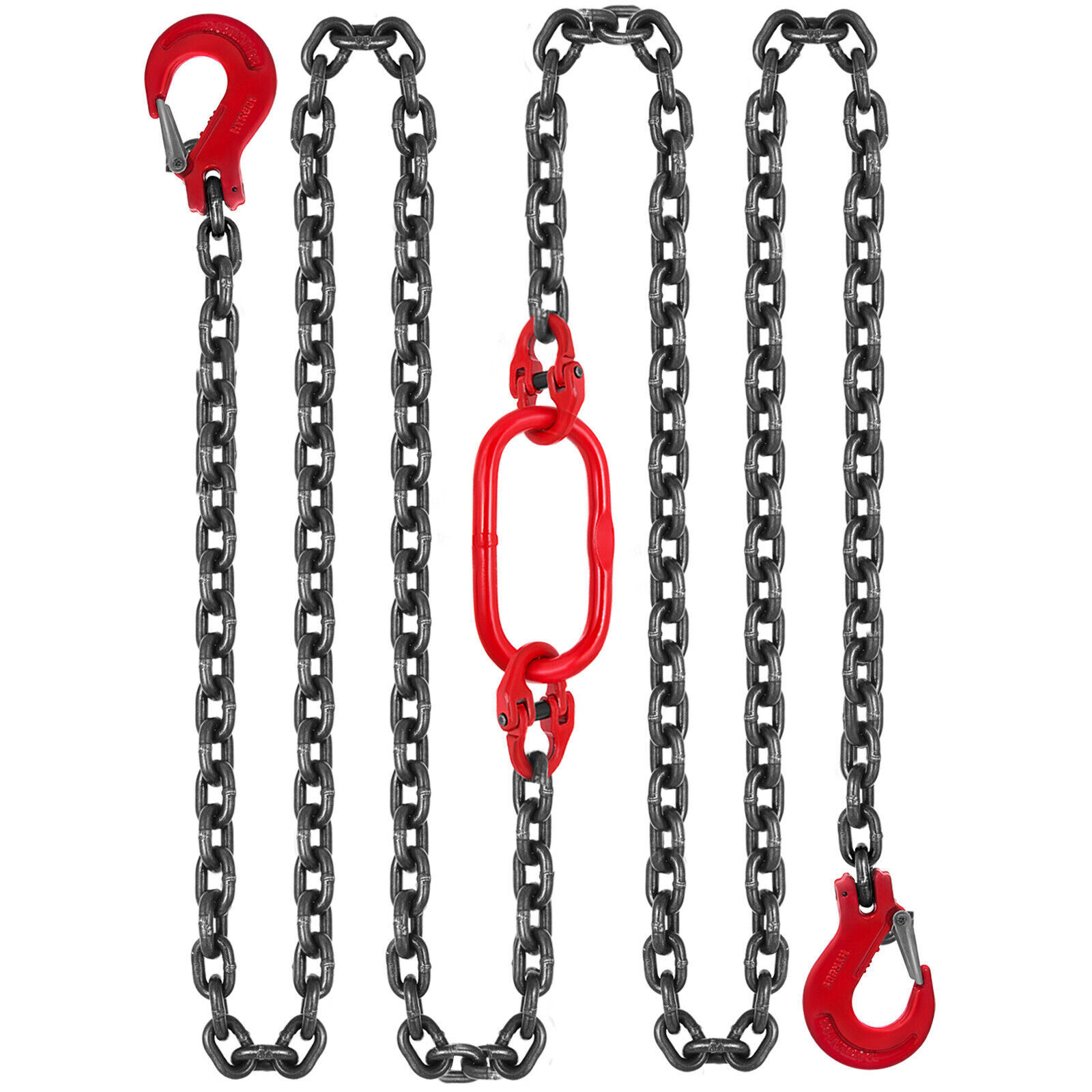 One 5/16" x 6' G80 Chain Lifting Sling 2 Legs 3T/6600lbs Capacity w/Grab Hooks
