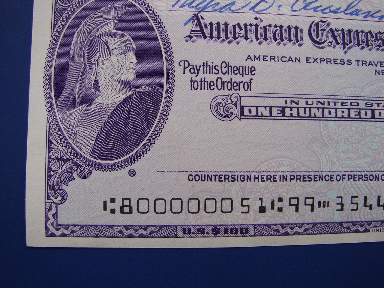 Vintage American Express Travelers Check Cheque $100 US Dollars Unused MINTY 600