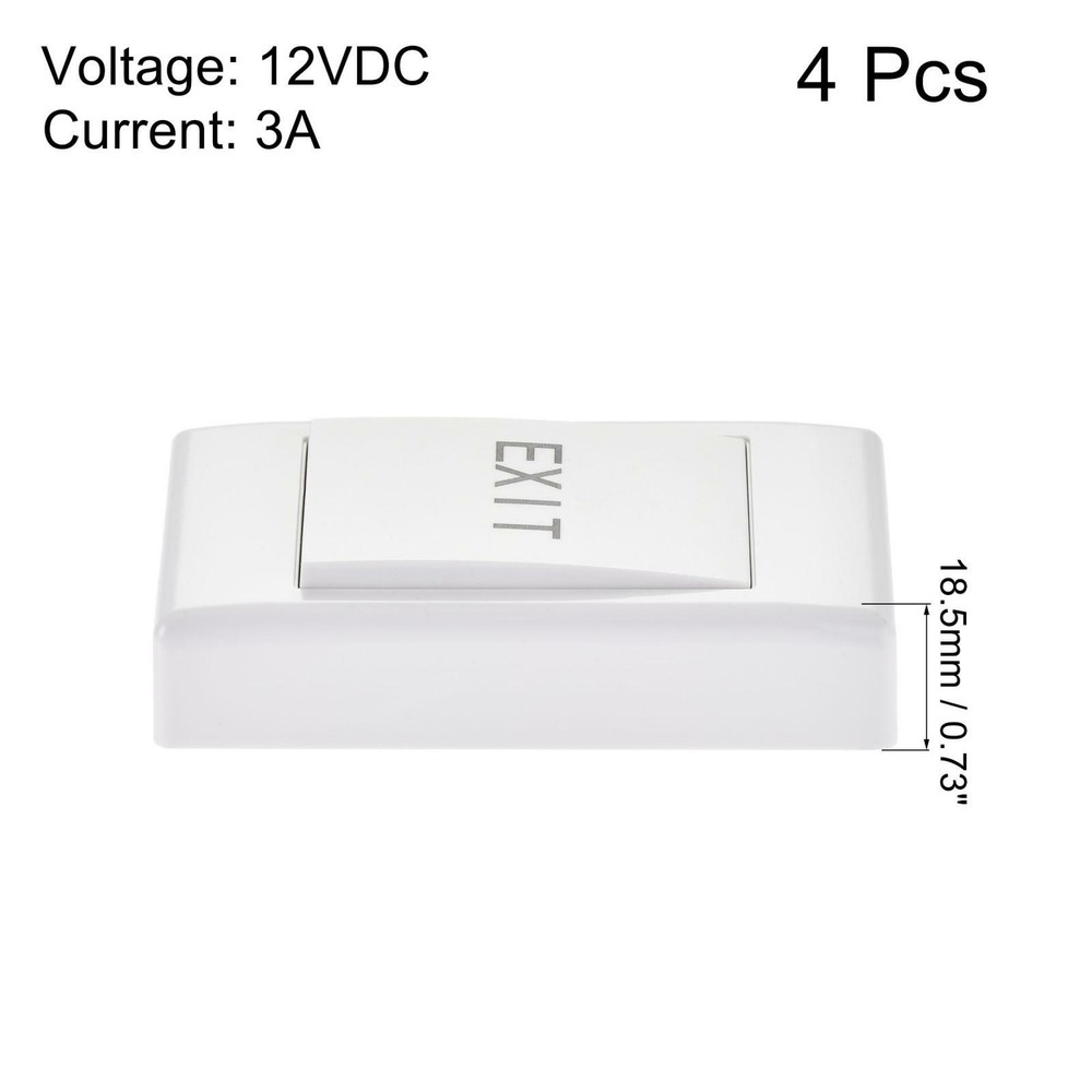 Push to Exit Button Release Switch PC Panel 86mm x 43mm DC 12V 3A White 4 Pcs